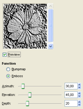 “Emboss” filter options