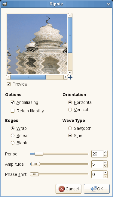 “Ripple” filter options