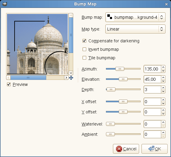 “Bump Map” filter options
