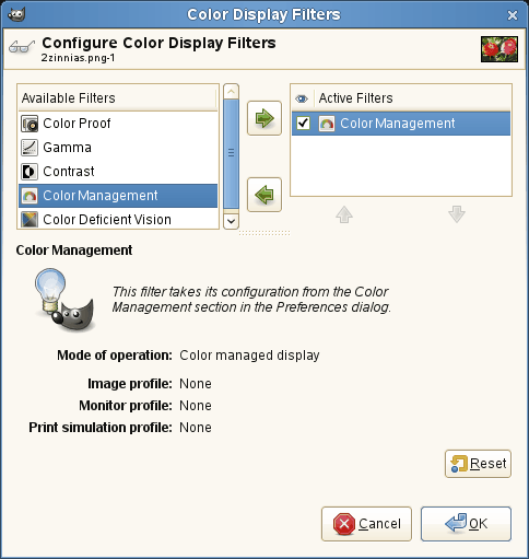 The “Color Management” dialog
