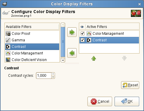 The “Contrast” dialog